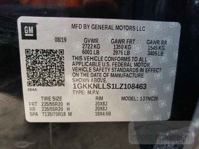 1GKKNLLS1LZ108463 2020 GMC Acadia At4