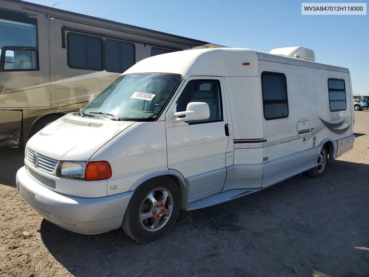 2002 Volkswagen Eurovan VIN: WV3AB47012H118300 Lot: 78953034