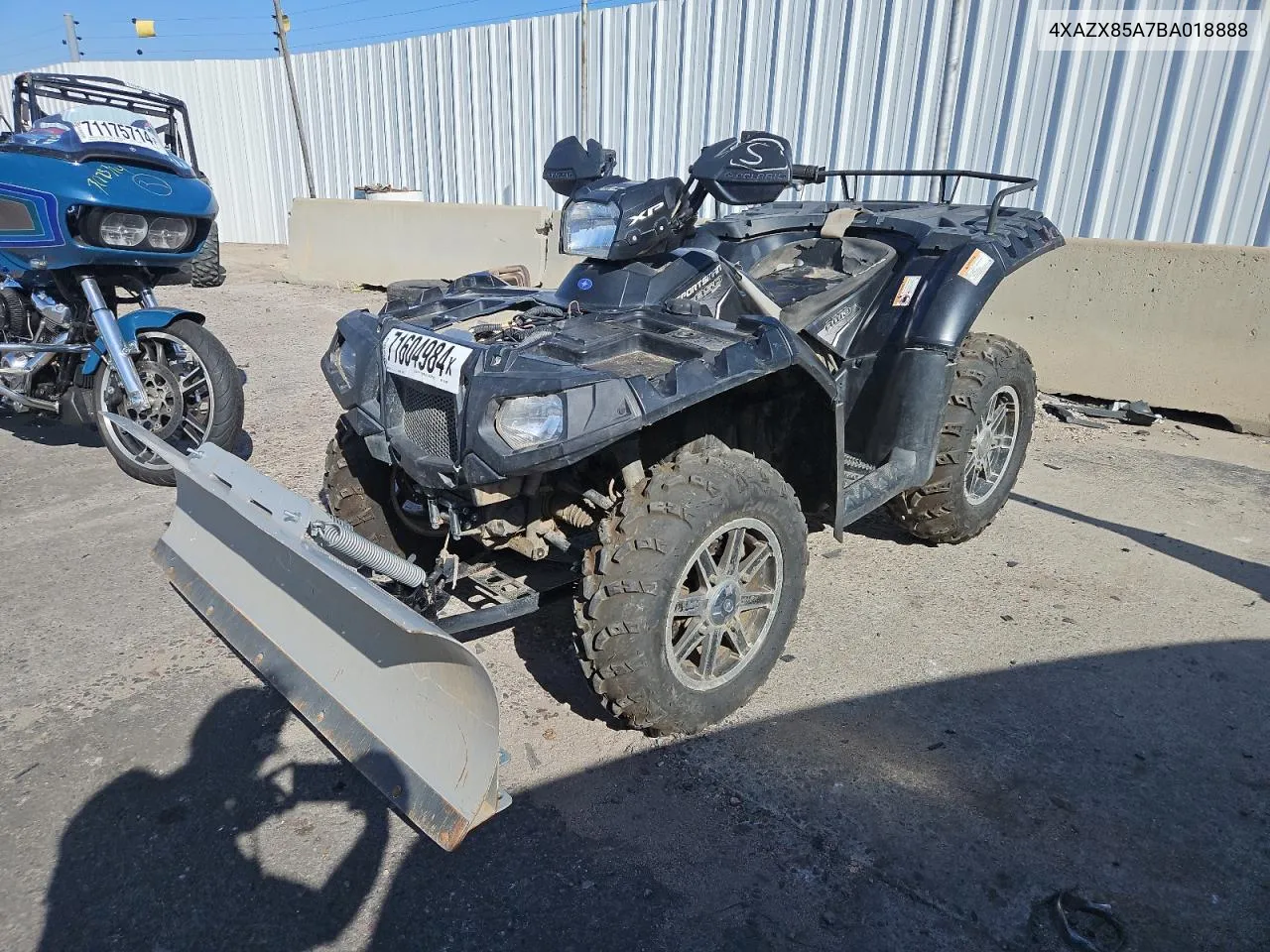 2011 Polaris Sportsman 850 VIN: 4XAZX85A7BA018888 Lot: 71604984