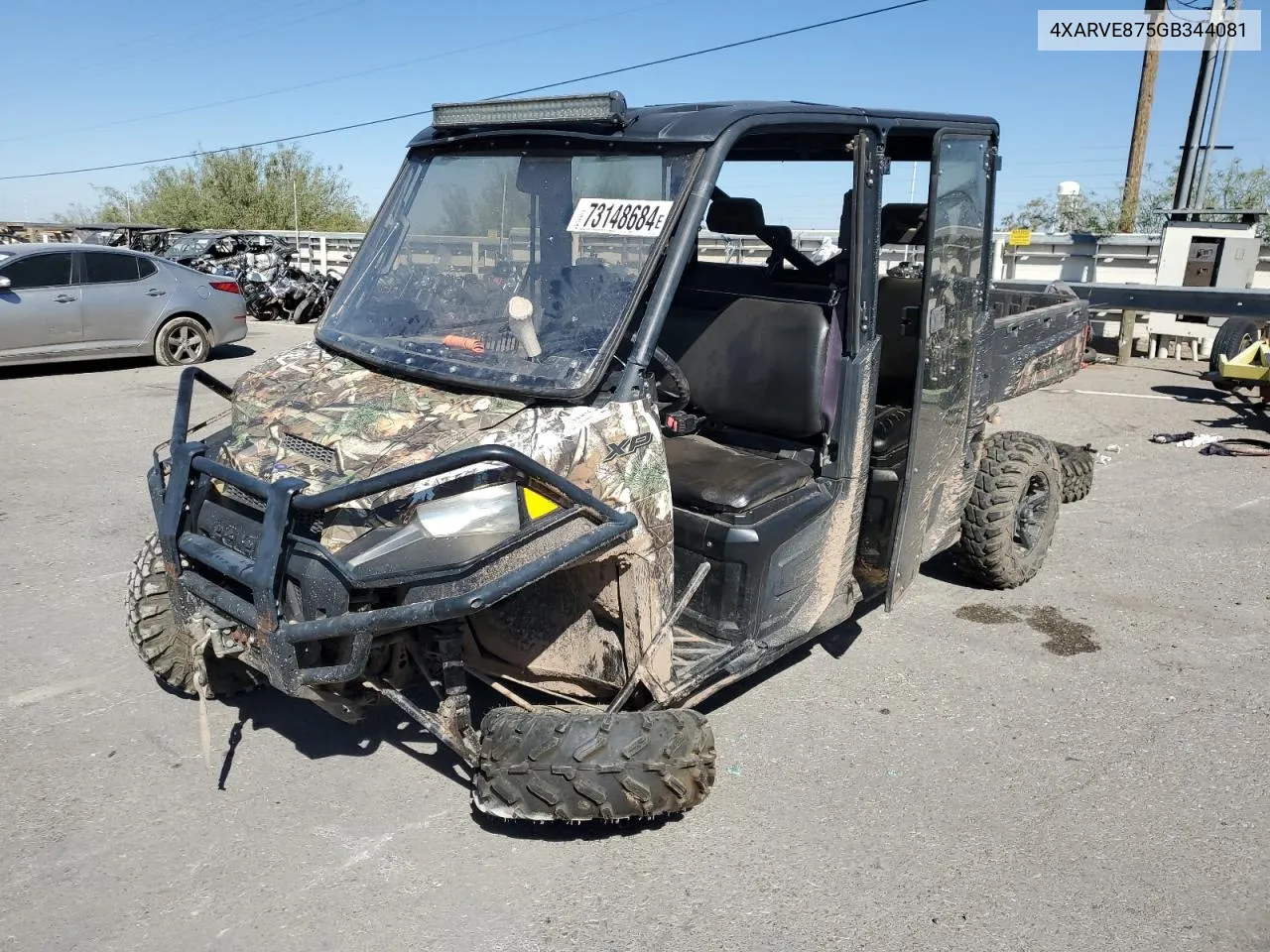 2016 Polaris Ranger Crew Xp 900-6 Eps VIN: 4XARVE875GB344081 Lot: 73148684