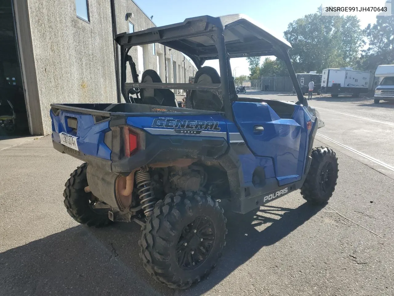 2018 Polaris General 1000 Eps VIN: 3NSRGE991JH470643 Lot: 72381374