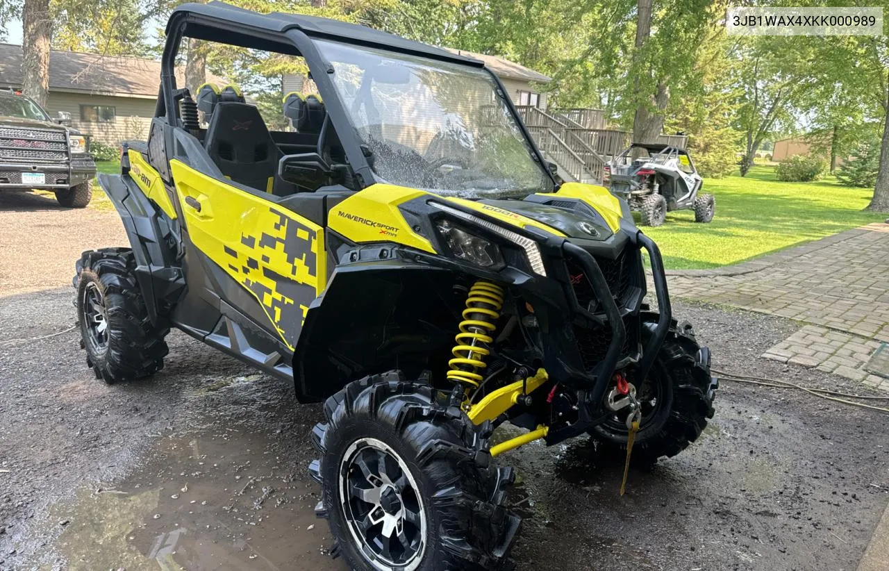 2019 Can-Am Maverick Sport X Mr 1000R VIN: 3JB1WAX4XKK000989 Lot: 70925824