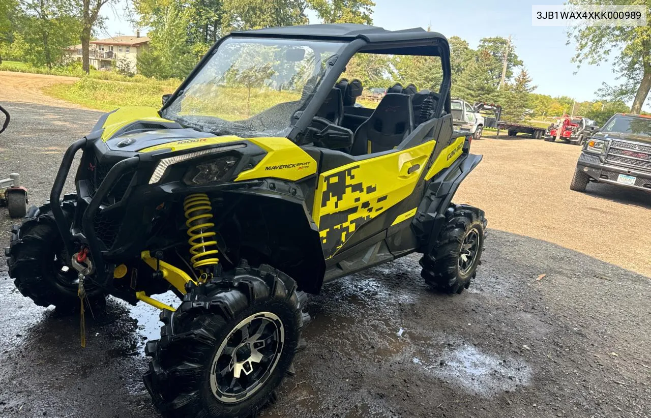 2019 Can-Am Maverick Sport X Mr 1000R VIN: 3JB1WAX4XKK000989 Lot: 70925824