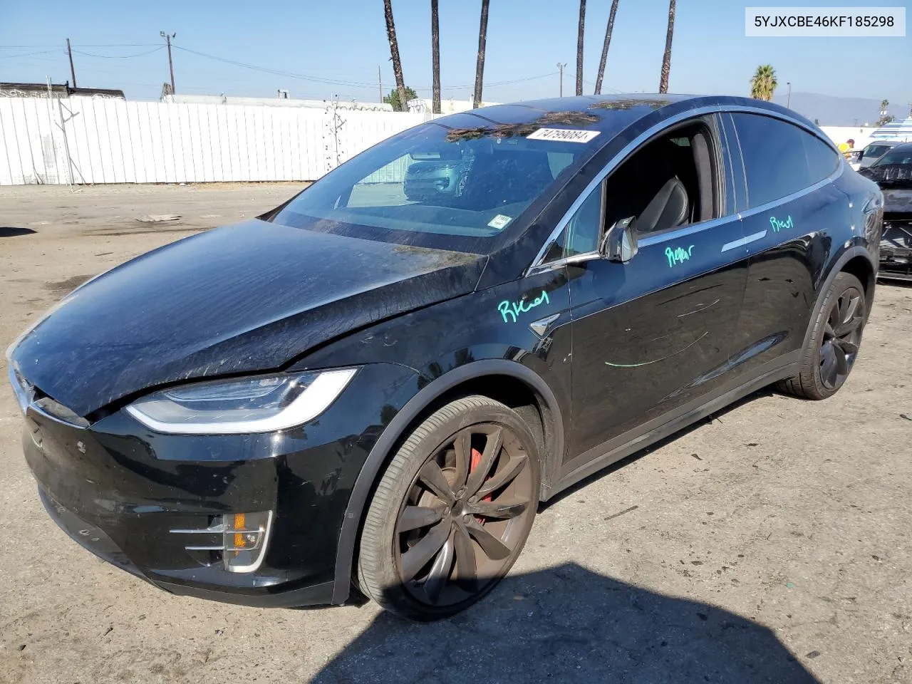 2019 Tesla Model X VIN: 5YJXCBE46KF185298 Lot: 74799084