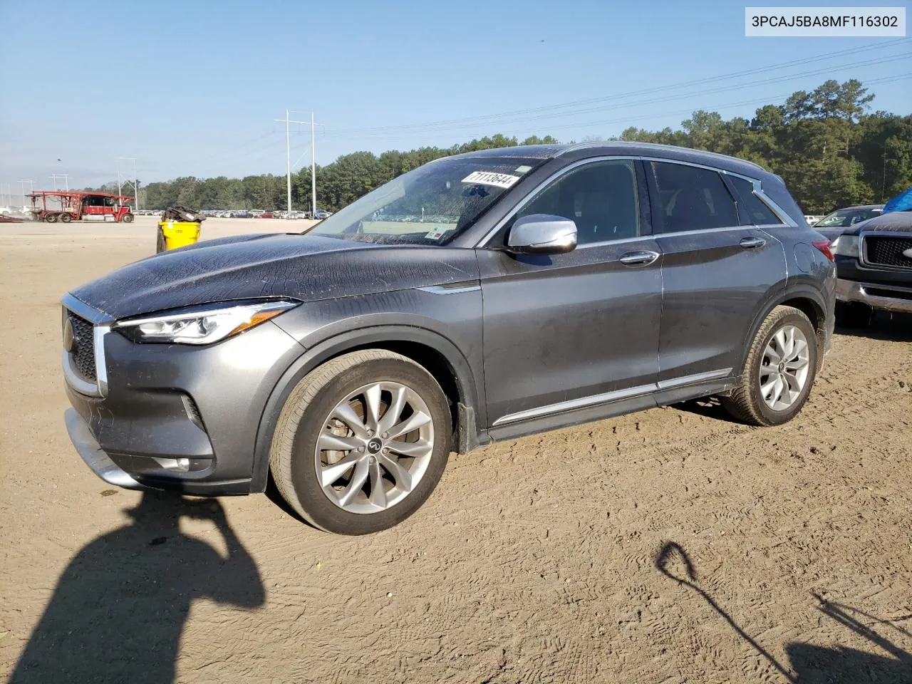 2021 Infiniti Qx50 Luxe VIN: 3PCAJ5BA8MF116302 Lot: 71113644