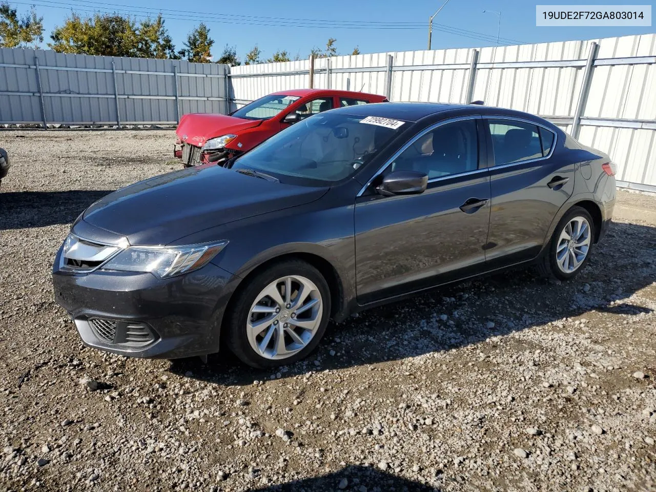 2016 Acura Ilx Premium VIN: 19UDE2F72GA803014 Lot: 72992704