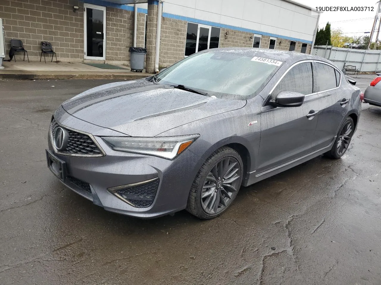 2020 Acura Ilx Premium A-Spec VIN: 19UDE2F8XLA003712 Lot: 74581334