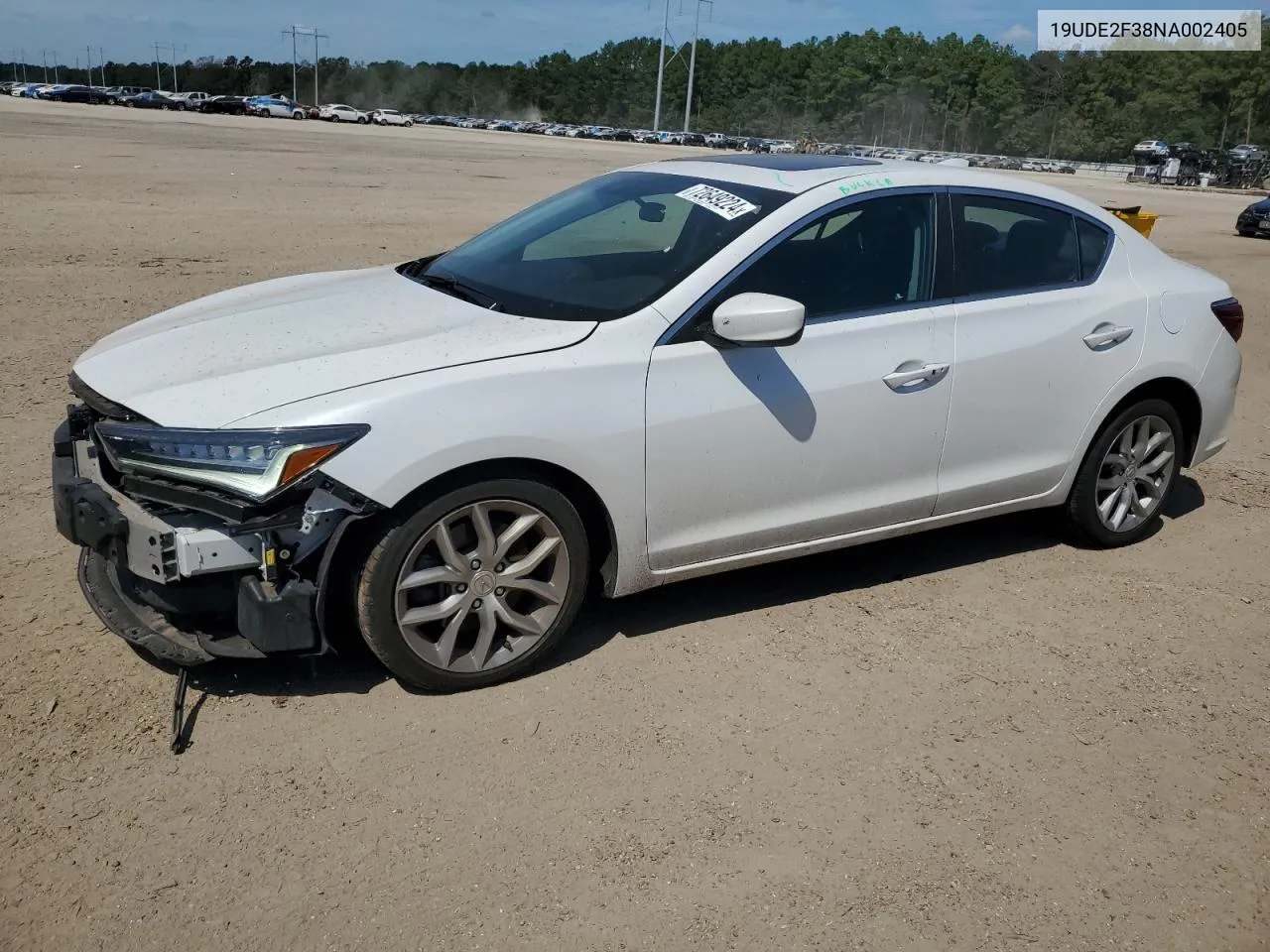 2022 Acura Ilx VIN: 19UDE2F38NA002405 Lot: 72649224