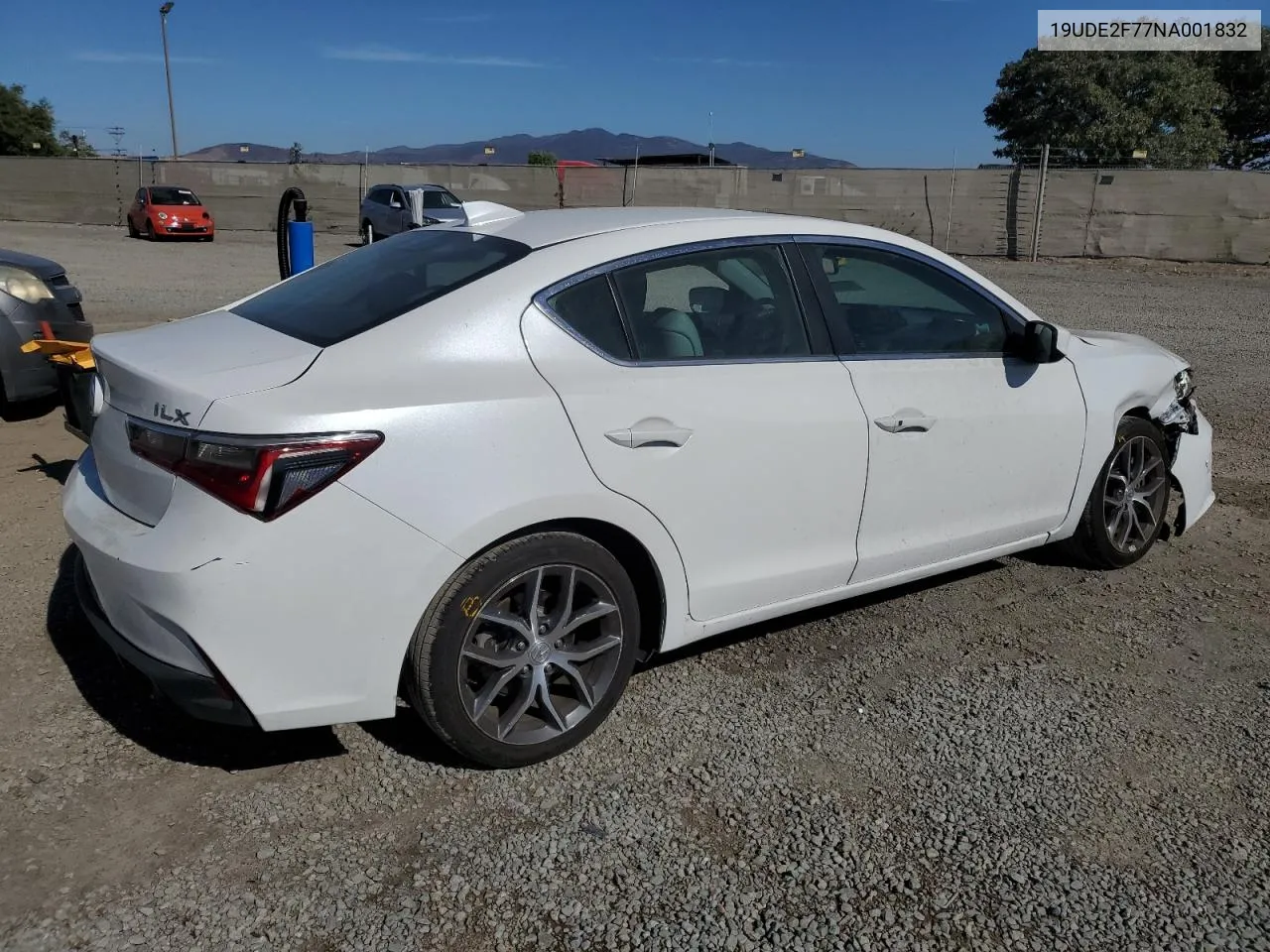 2022 Acura Ilx Premium VIN: 19UDE2F77NA001832 Lot: 77222364