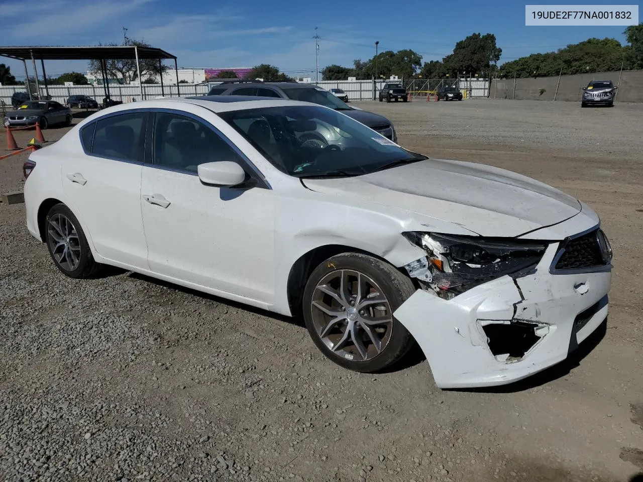 2022 Acura Ilx Premium VIN: 19UDE2F77NA001832 Lot: 77222364