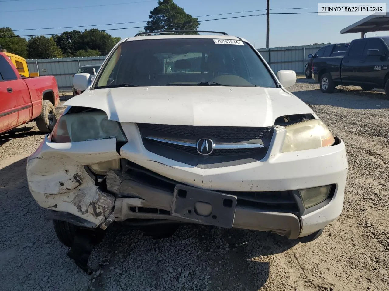 2002 Acura Mdx Touring VIN: 2HNYD18622H510249 Lot: 72457634