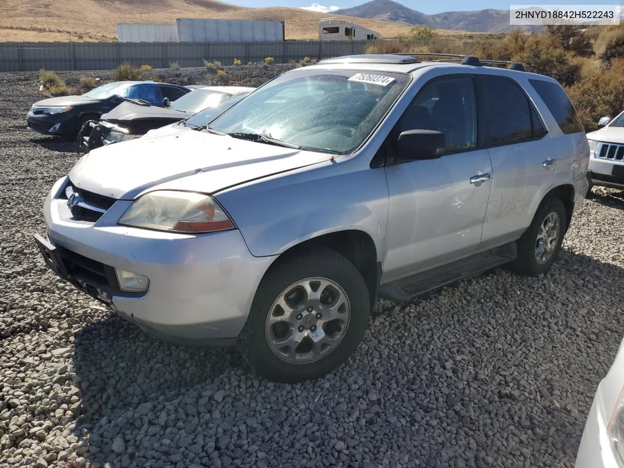 2002 Acura Mdx Touring VIN: 2HNYD18842H522243 Lot: 75260374