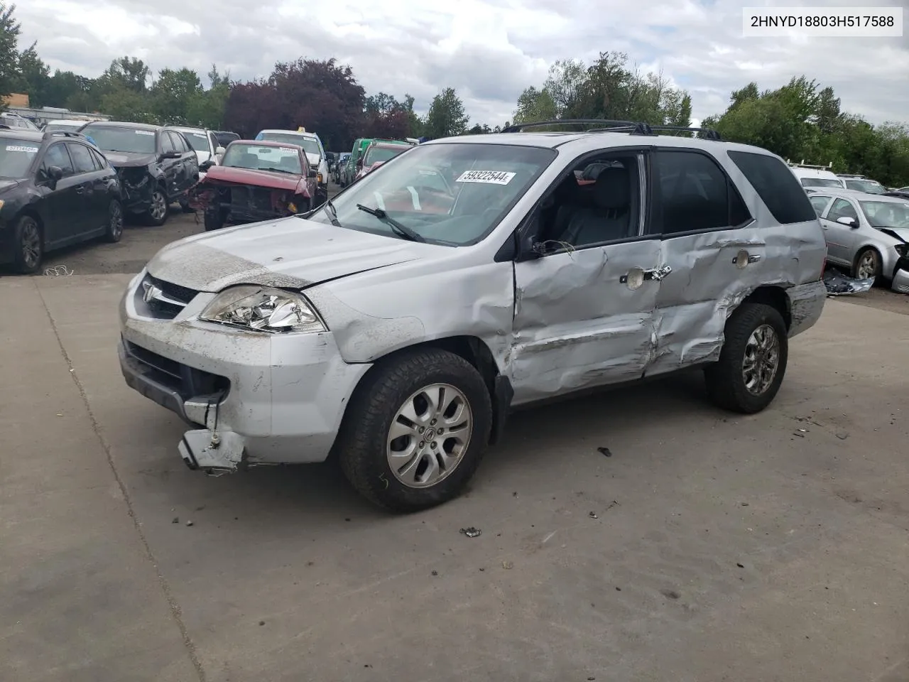 2003 Acura Mdx Touring VIN: 2HNYD18803H517588 Lot: 59322544