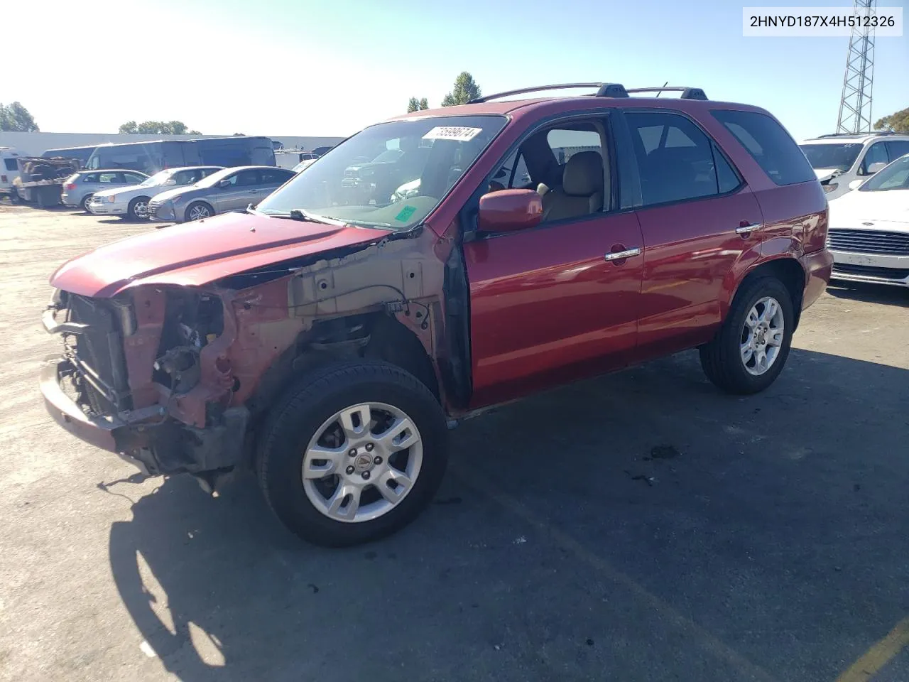 2004 Acura Mdx Touring VIN: 2HNYD187X4H512326 Lot: 73599674