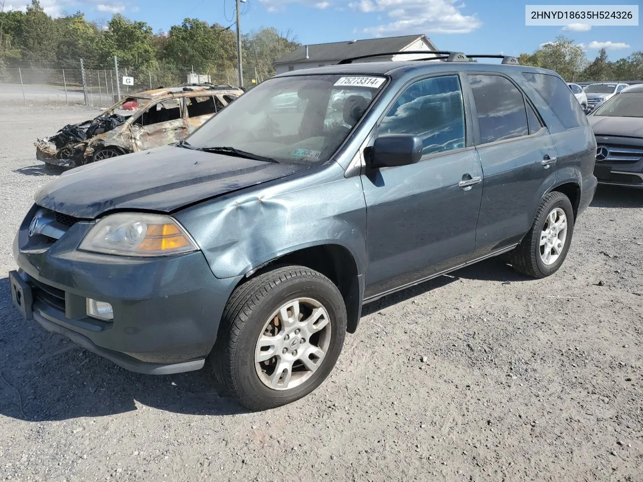 2005 Acura Mdx Touring VIN: 2HNYD18635H524326 Lot: 75273314