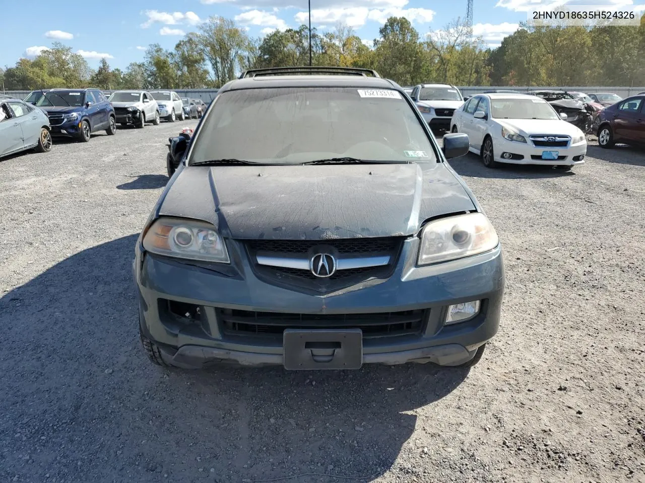 2005 Acura Mdx Touring VIN: 2HNYD18635H524326 Lot: 75273314