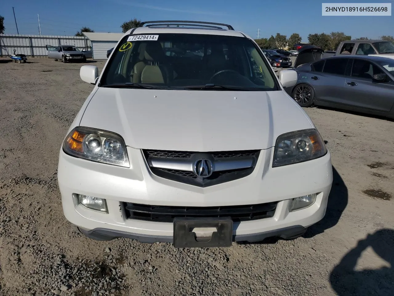 2006 Acura Mdx Touring VIN: 2HNYD18916H526698 Lot: 72429414