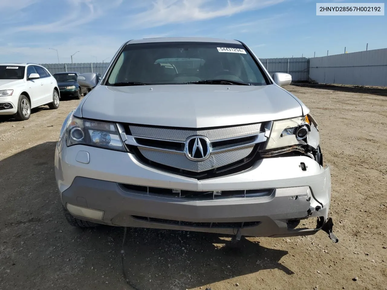 2007 Acura Mdx Sport VIN: 2HNYD28567H002192 Lot: 54431294