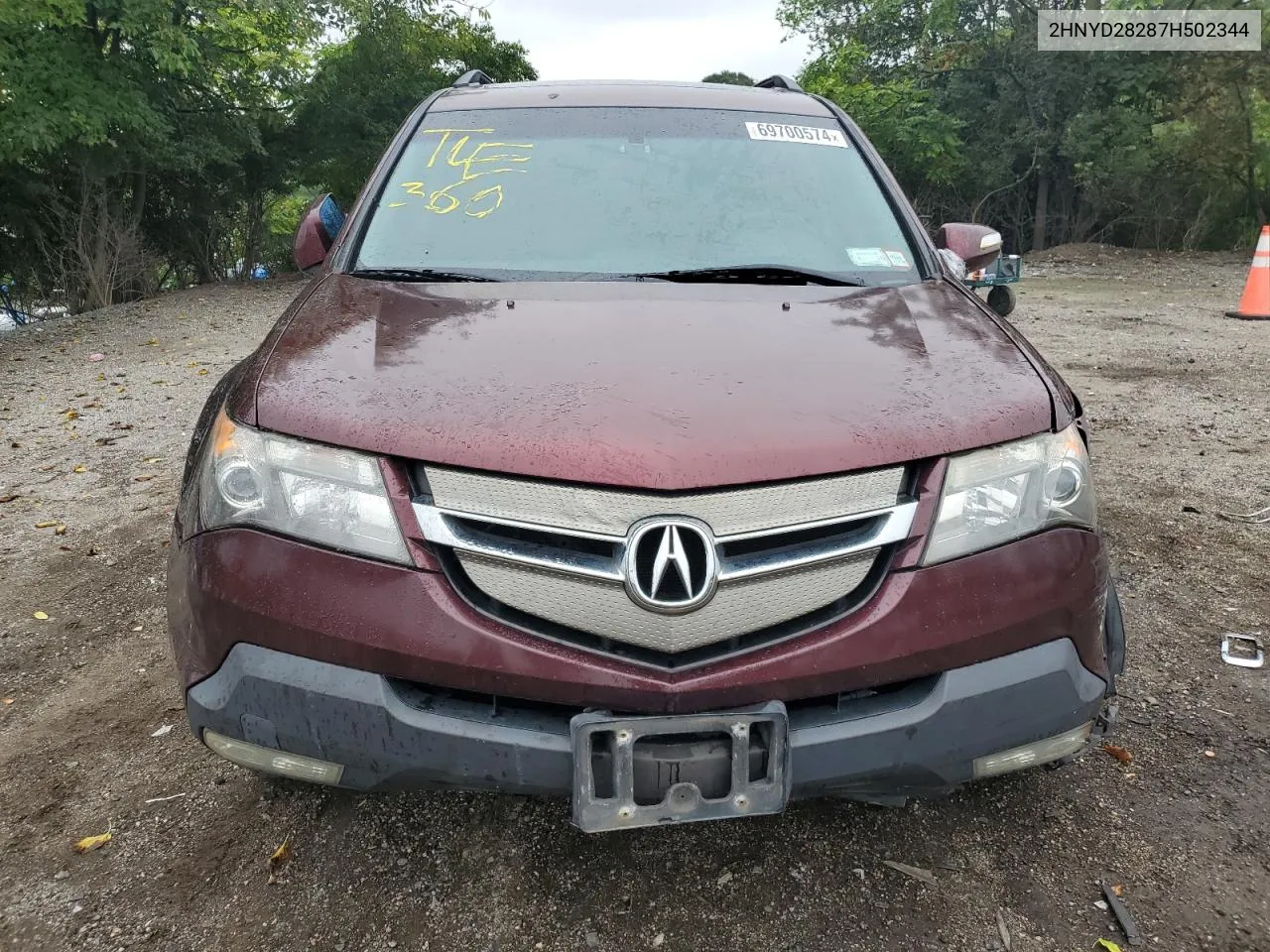 2007 Acura Mdx VIN: 2HNYD28287H502344 Lot: 69700574