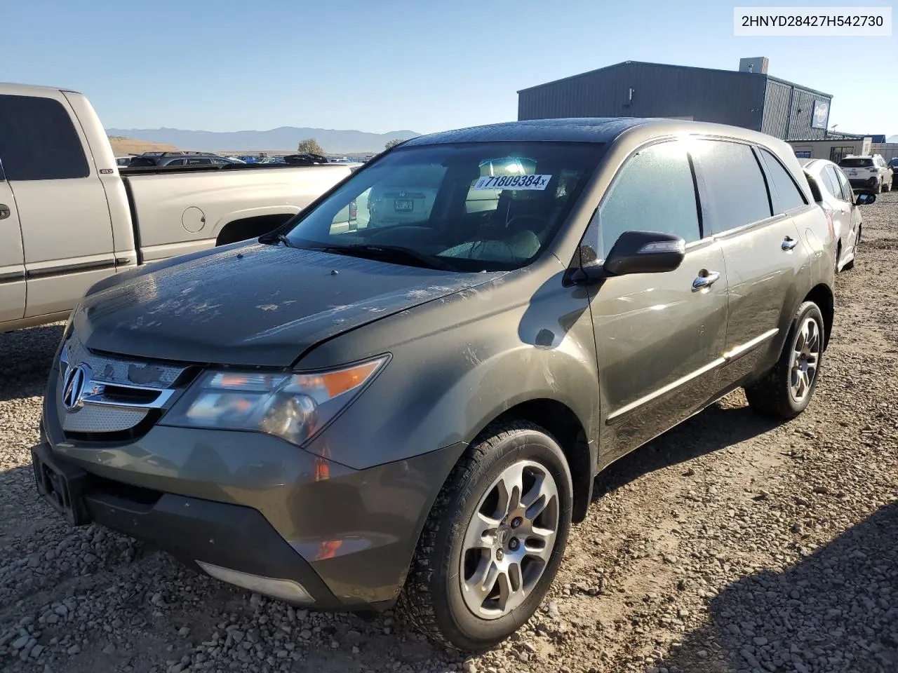 2007 Acura Mdx Technology VIN: 2HNYD28427H542730 Lot: 71809384