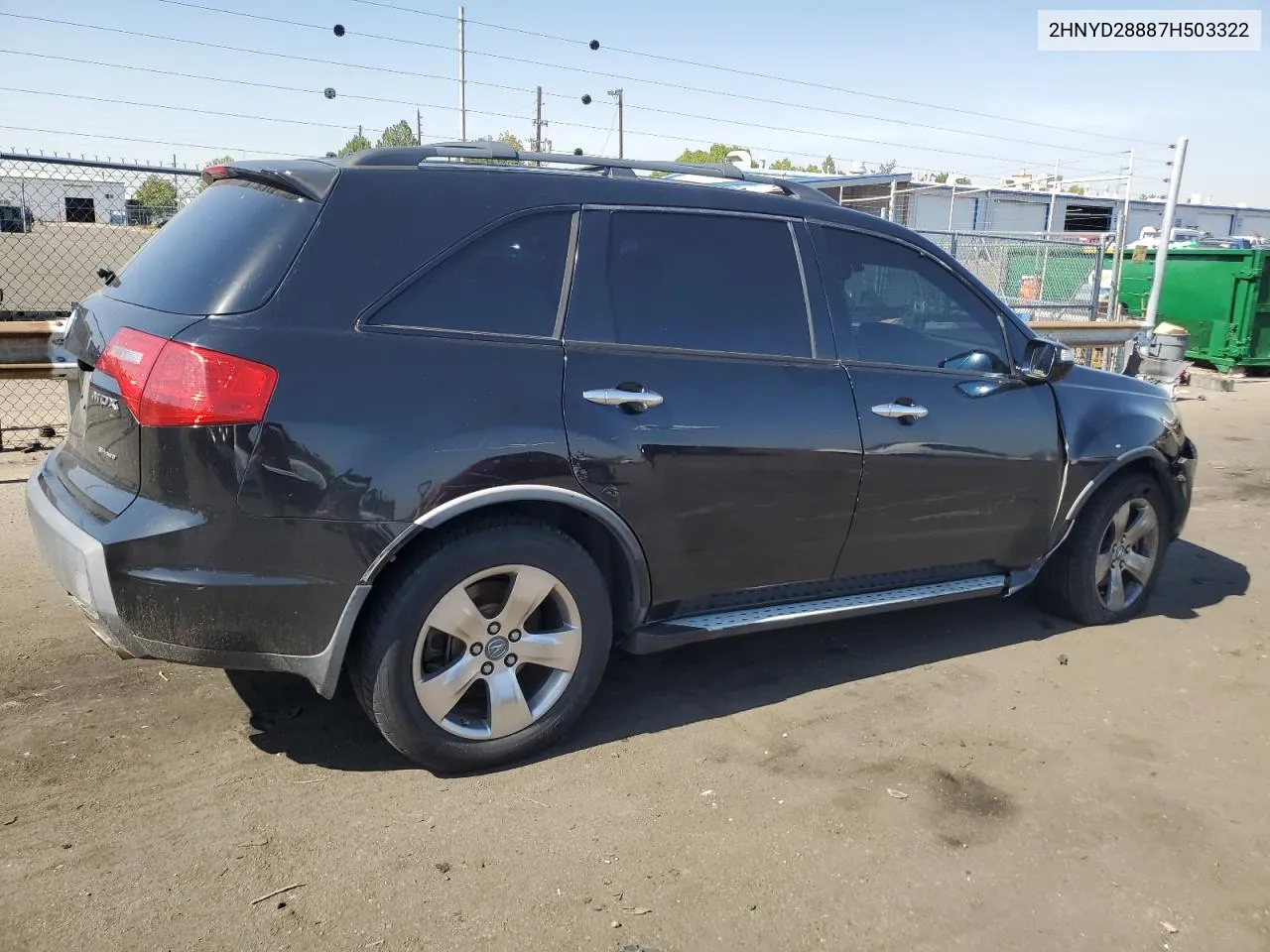 2007 Acura Mdx Sport VIN: 2HNYD28887H503322 Lot: 73939034