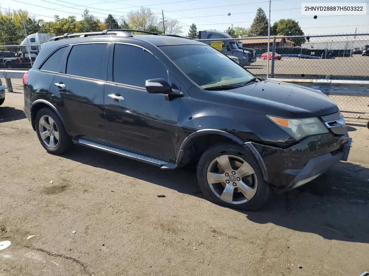 2007 Acura Mdx Sport VIN: 2HNYD28887H503322 Lot: 73939034