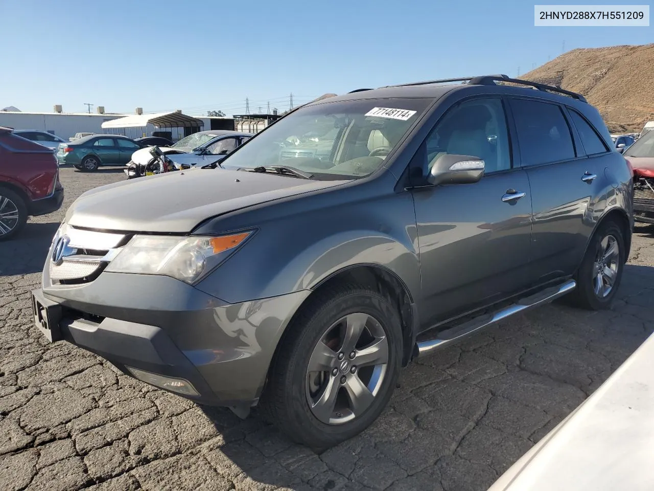 2007 Acura Mdx Sport VIN: 2HNYD288X7H551209 Lot: 77148114