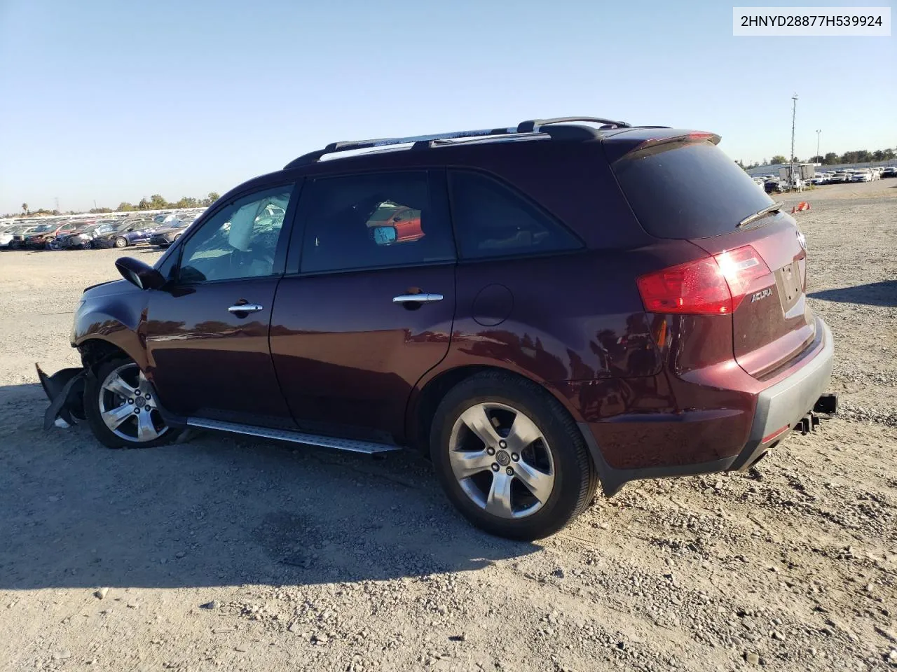 2007 Acura Mdx Sport VIN: 2HNYD28877H539924 Lot: 78002904