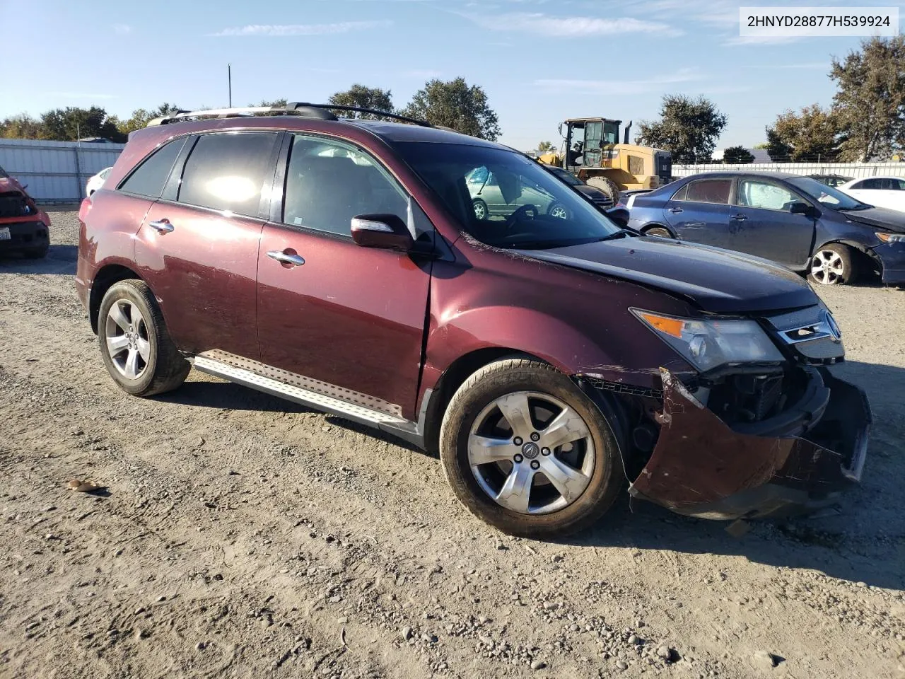 2007 Acura Mdx Sport VIN: 2HNYD28877H539924 Lot: 78002904