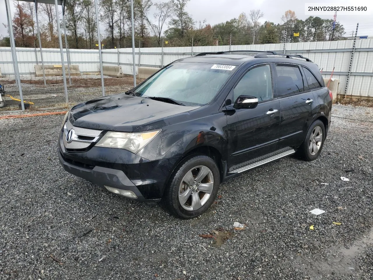 2007 Acura Mdx Sport VIN: 2HNYD28827H551690 Lot: 78833884