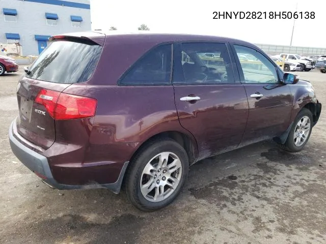 2008 Acura Mdx VIN: 2HNYD28218H506138 Lot: 45066614