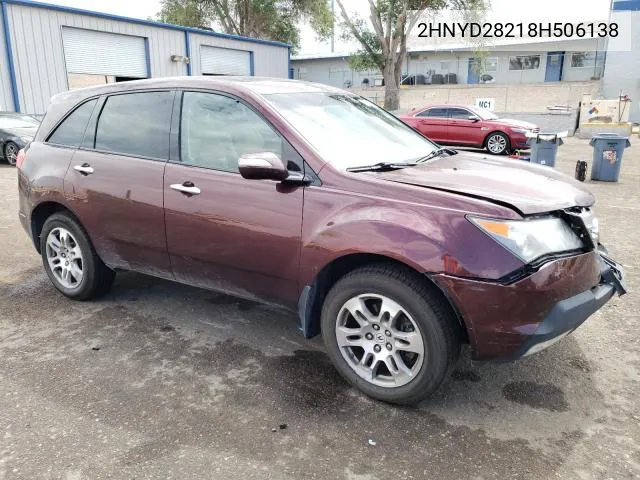 2008 Acura Mdx VIN: 2HNYD28218H506138 Lot: 45066614