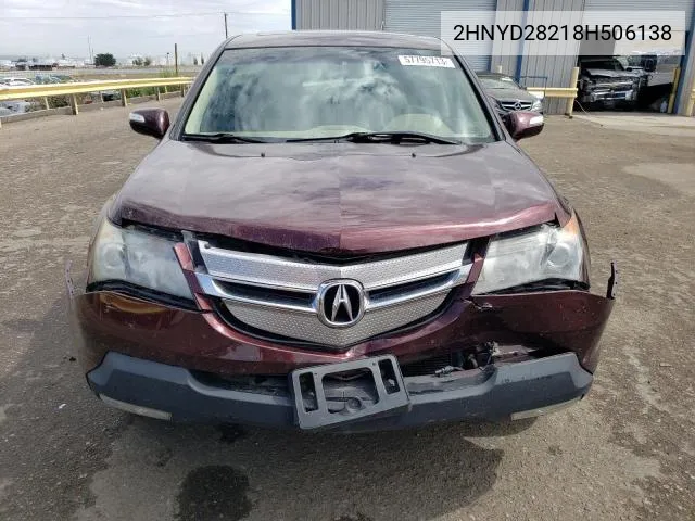 2008 Acura Mdx VIN: 2HNYD28218H506138 Lot: 45066614