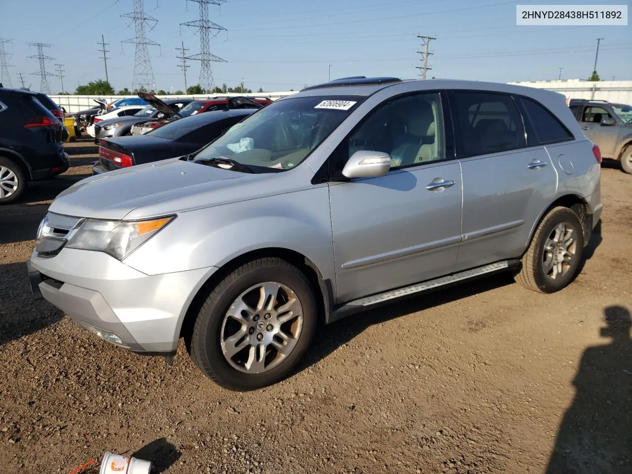 2008 Acura Mdx Technology VIN: 2HNYD28438H511892 Lot: 62606904