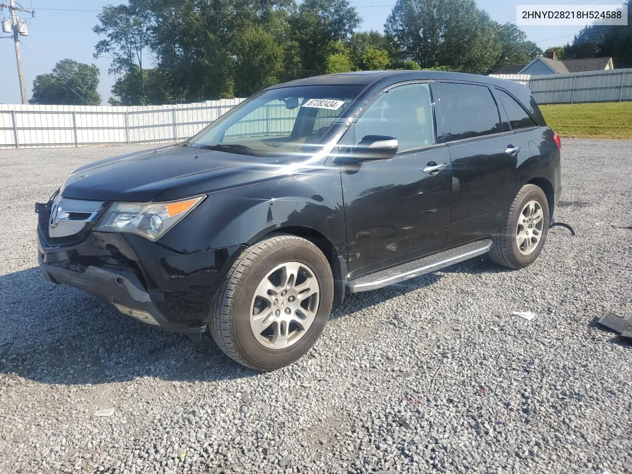 2008 Acura Mdx VIN: 2HNYD28218H524588 Lot: 67282434