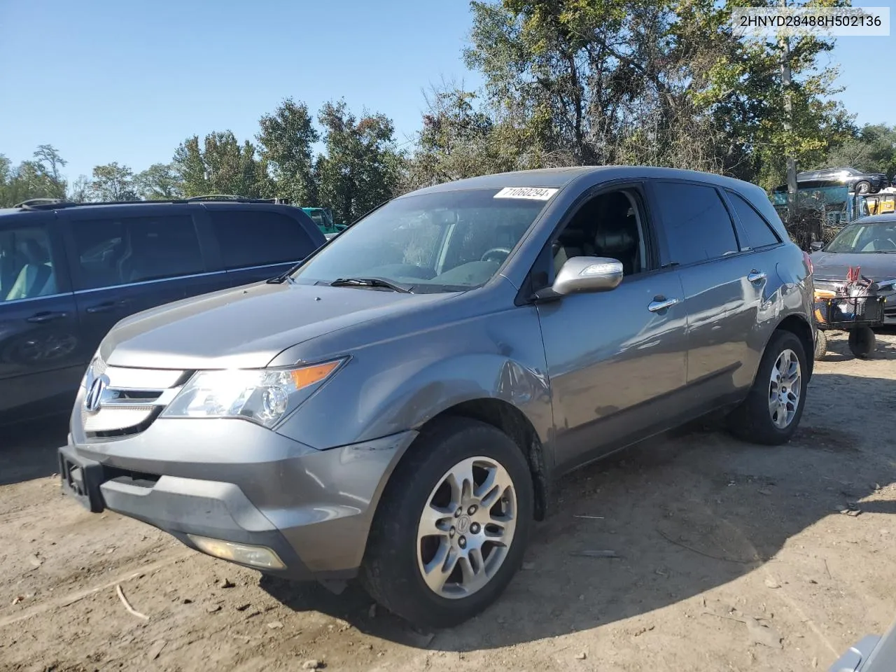 2008 Acura Mdx Technology VIN: 2HNYD28488H502136 Lot: 71060294