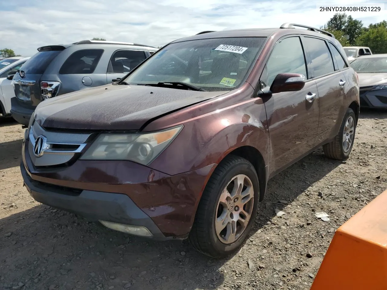 2008 Acura Mdx Technology VIN: 2HNYD28408H521229 Lot: 72517204