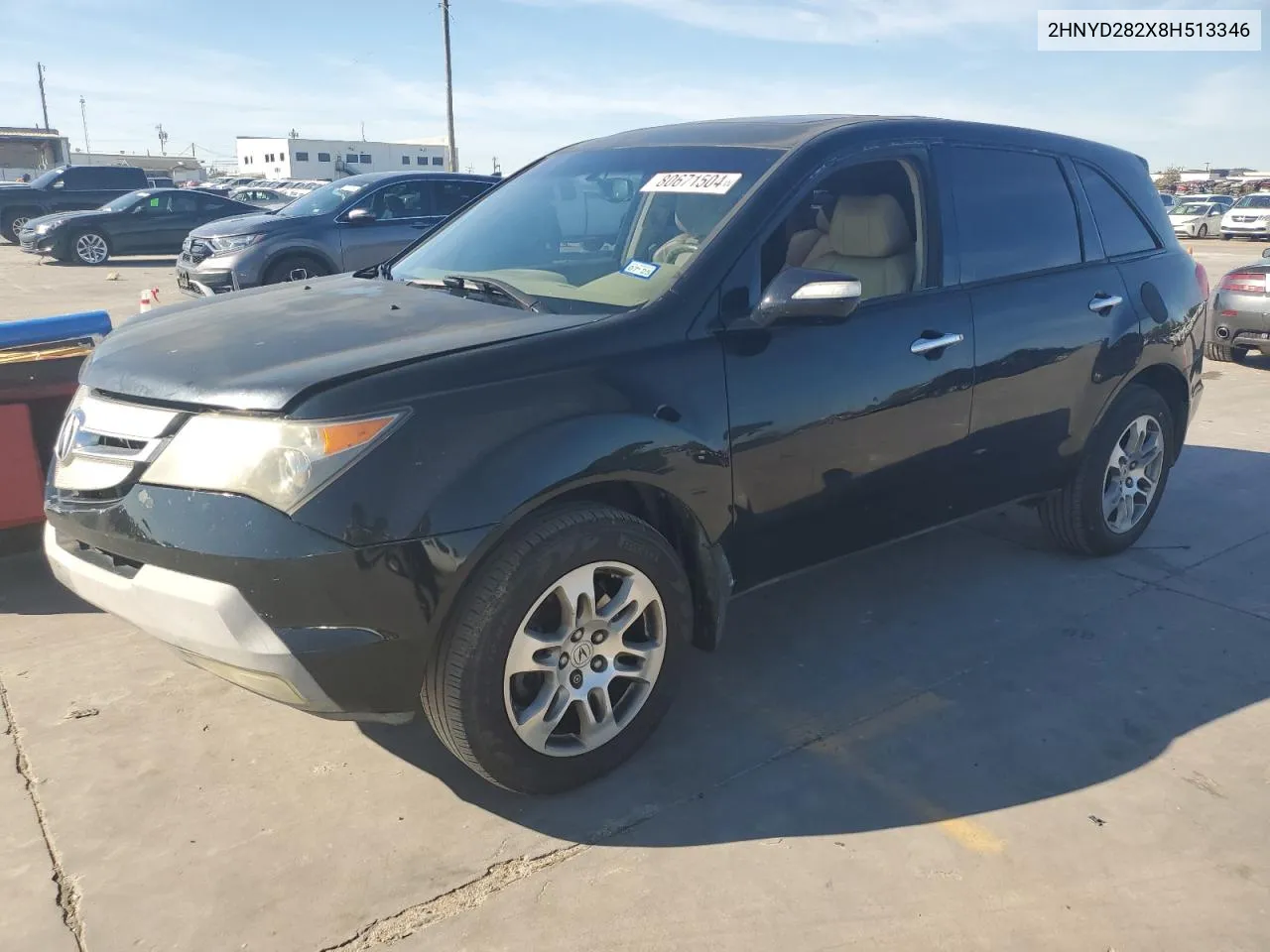 2008 Acura Mdx VIN: 2HNYD282X8H513346 Lot: 80671504