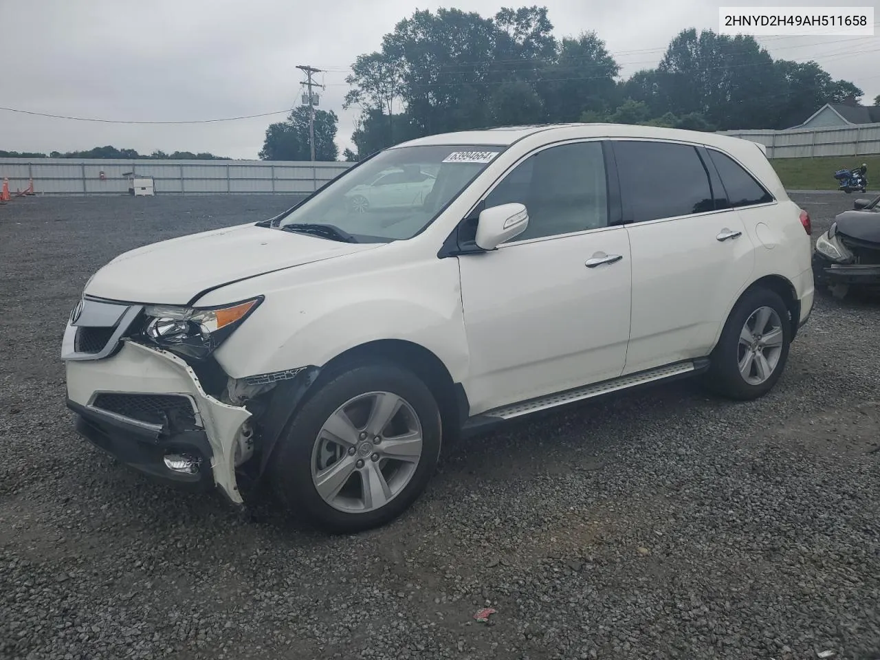 2010 Acura Mdx Technology VIN: 2HNYD2H49AH511658 Lot: 63994664