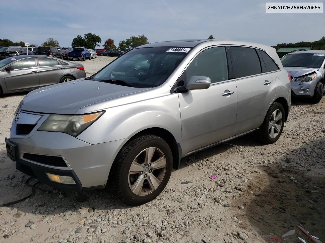 2010 Acura Mdx VIN: 2HNYD2H26AH520655 Lot: 71865554