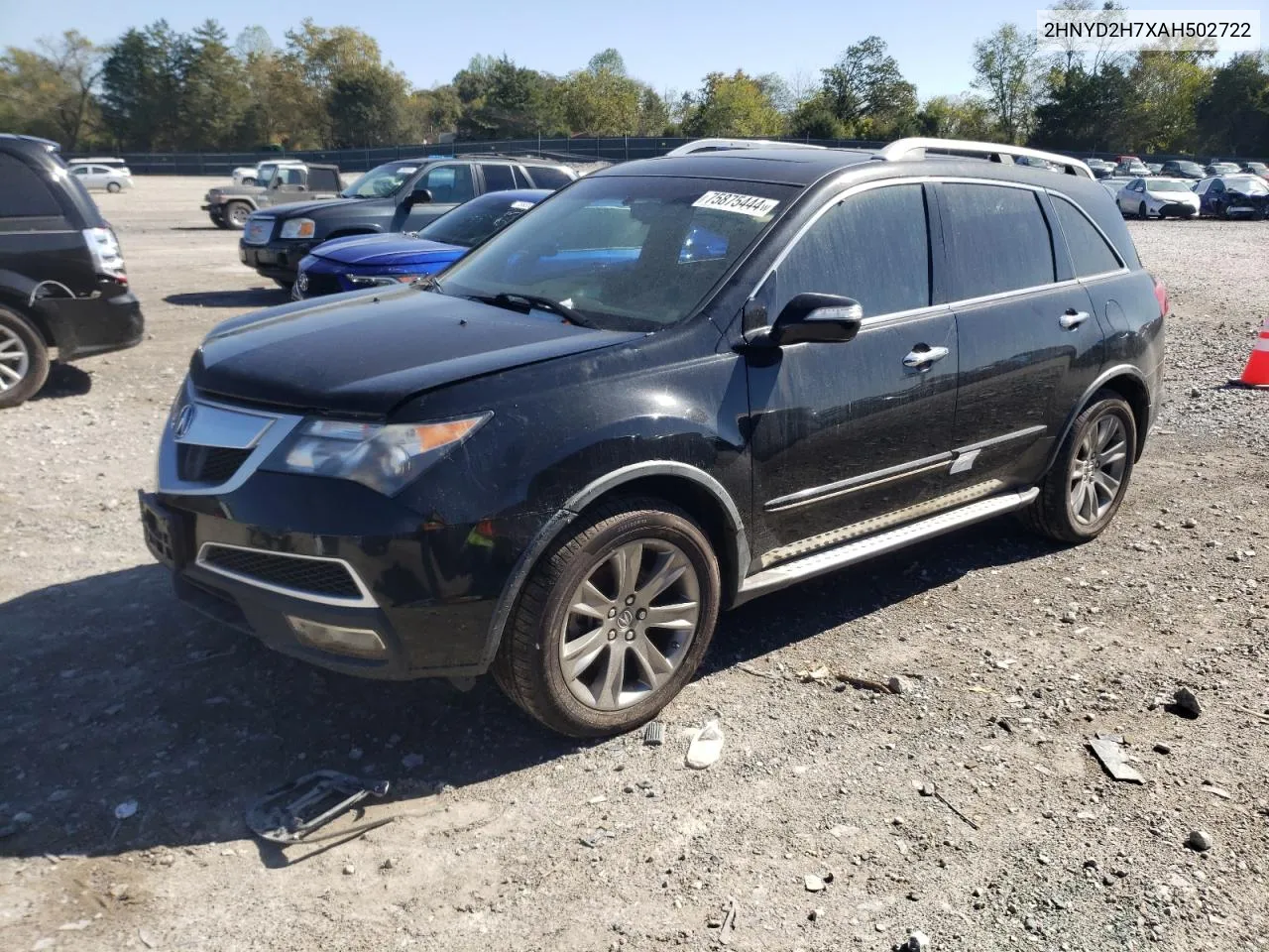 2010 Acura Mdx Advance VIN: 2HNYD2H7XAH502722 Lot: 75875444