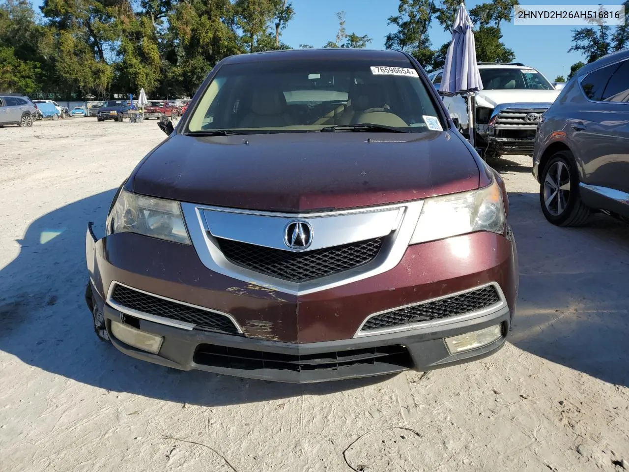 2010 Acura Mdx VIN: 2HNYD2H26AH516816 Lot: 76596654