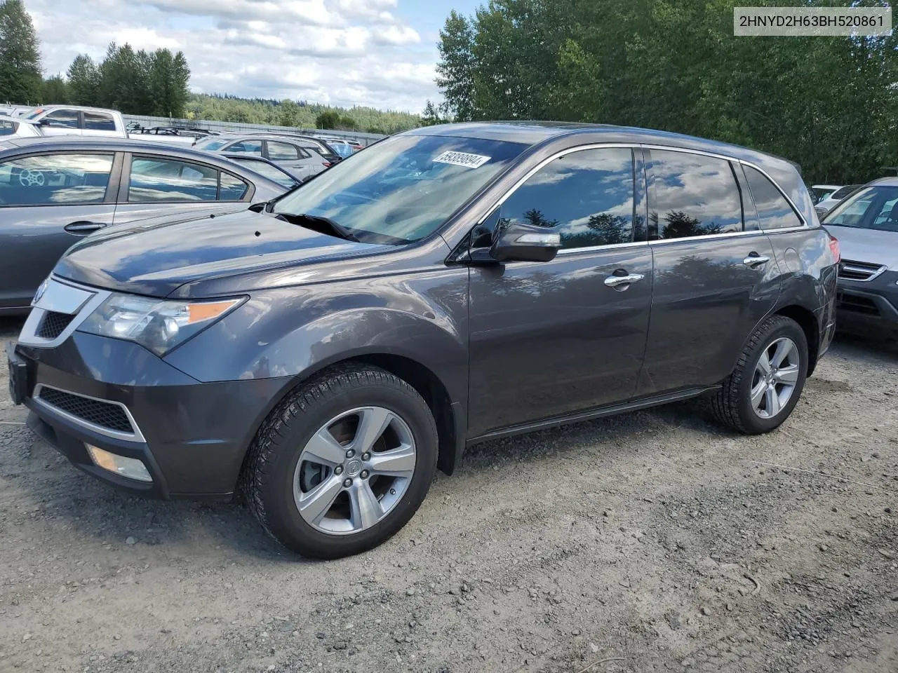 2011 Acura Mdx Technology VIN: 2HNYD2H63BH520861 Lot: 59389894