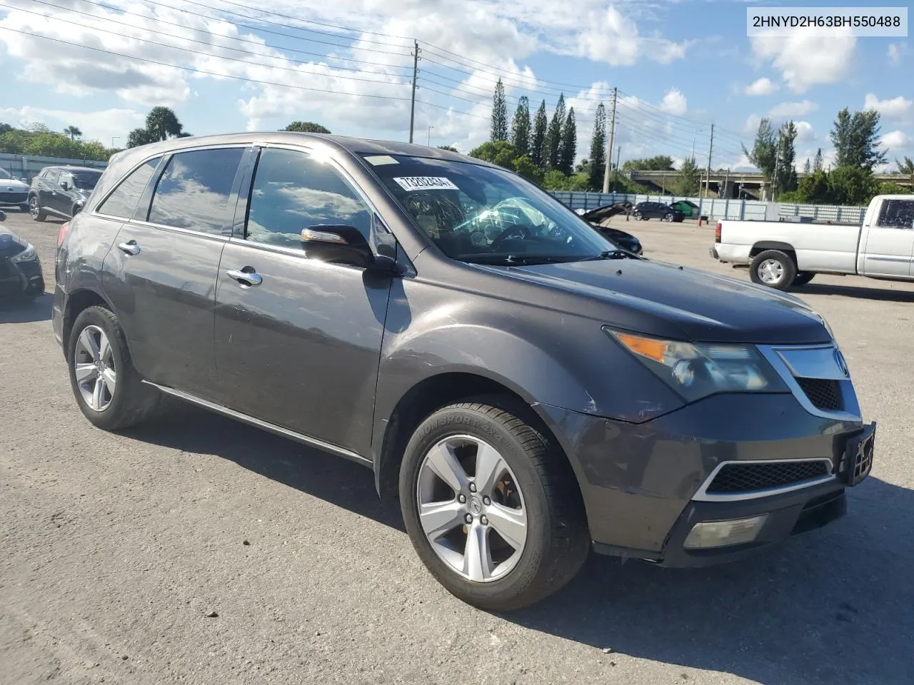 2011 Acura Mdx Technology VIN: 2HNYD2H63BH550488 Lot: 73202434