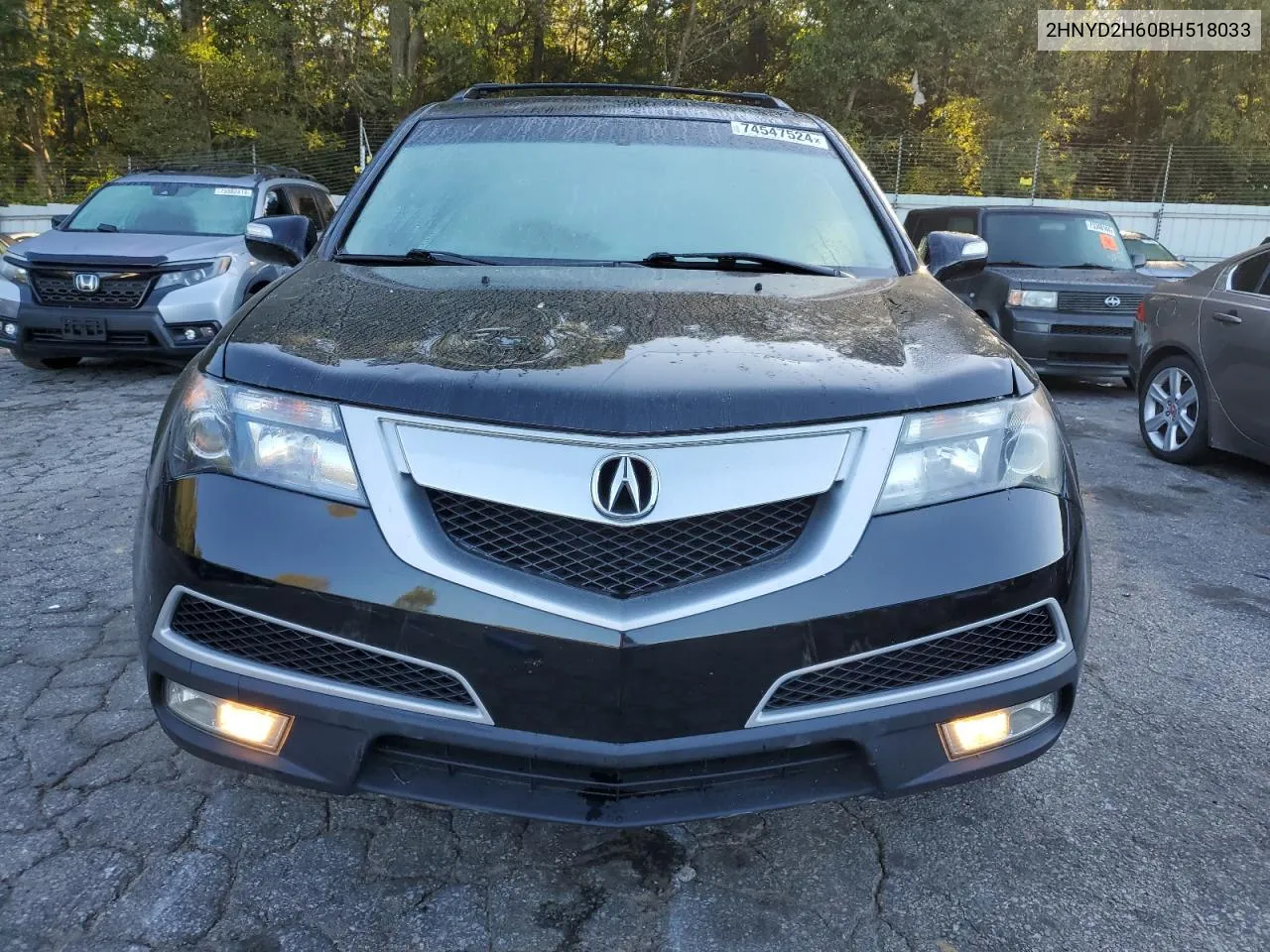 2011 Acura Mdx Technology VIN: 2HNYD2H60BH518033 Lot: 74547524