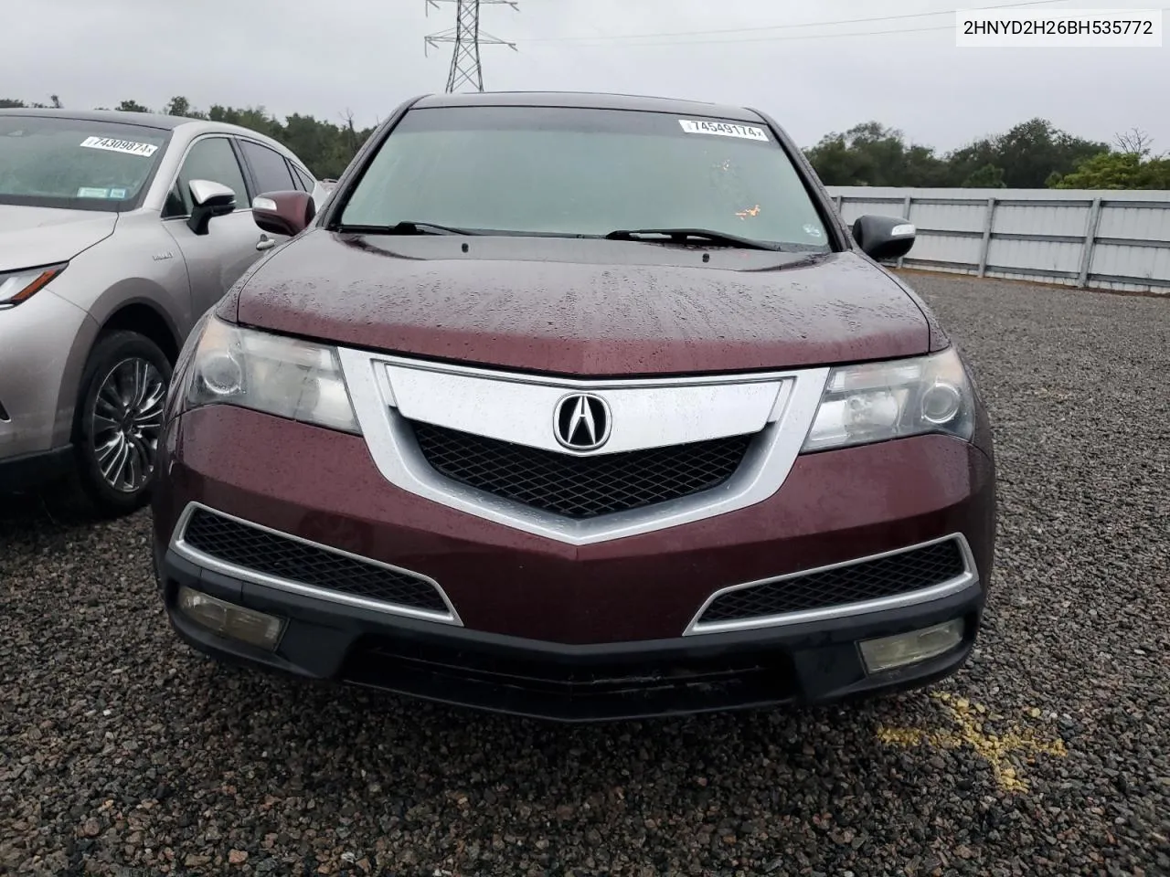 2011 Acura Mdx VIN: 2HNYD2H26BH535772 Lot: 74549174