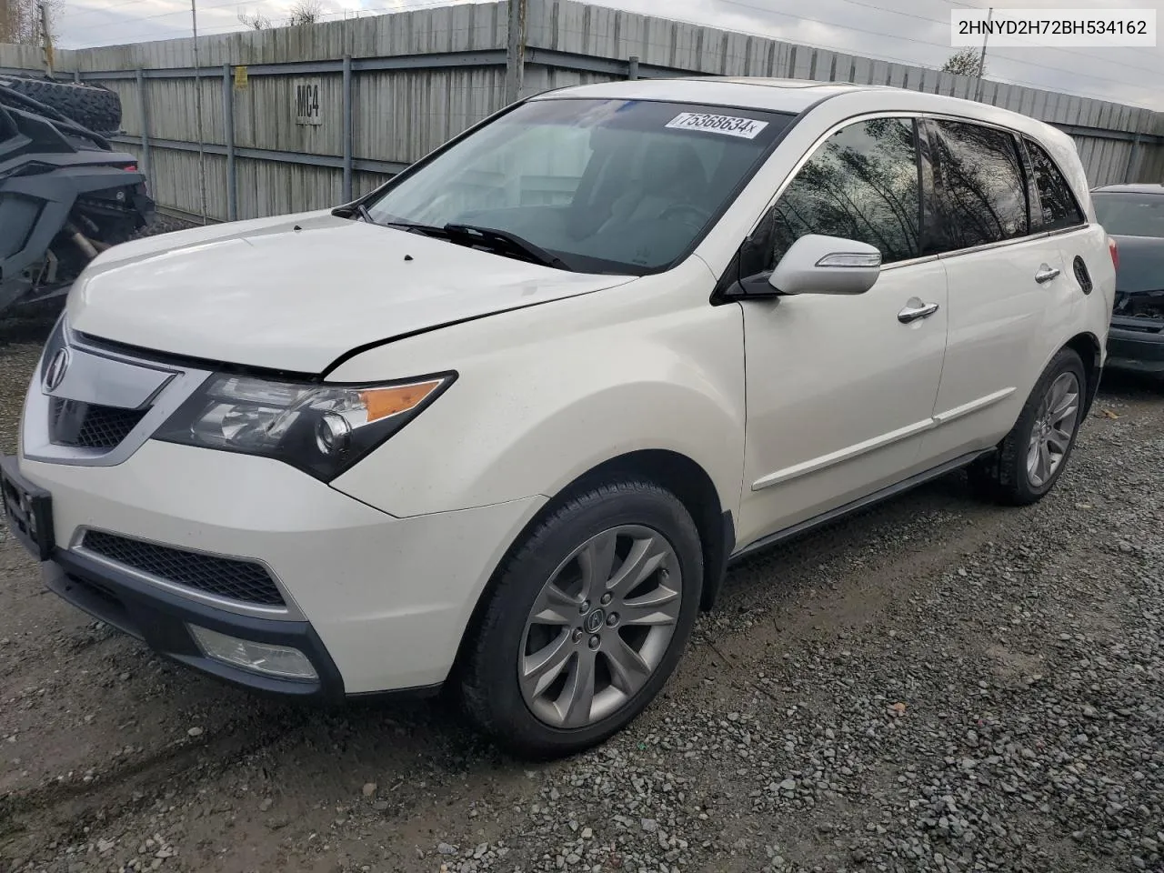 2011 Acura Mdx Advance VIN: 2HNYD2H72BH534162 Lot: 75368634