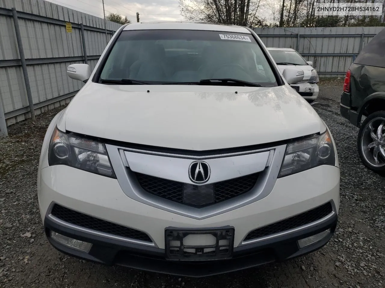 2011 Acura Mdx Advance VIN: 2HNYD2H72BH534162 Lot: 75368634