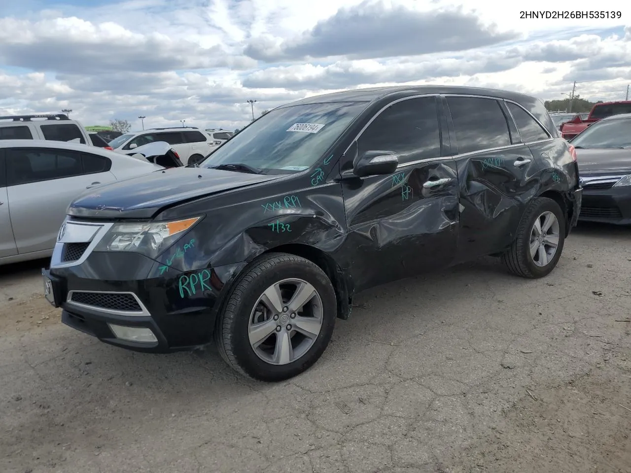 2011 Acura Mdx VIN: 2HNYD2H26BH535139 Lot: 76006194