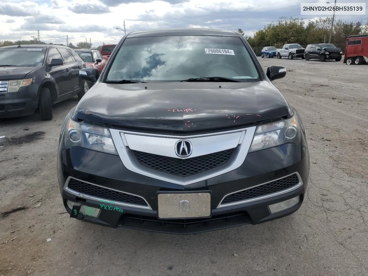 2011 Acura Mdx VIN: 2HNYD2H26BH535139 Lot: 76006194